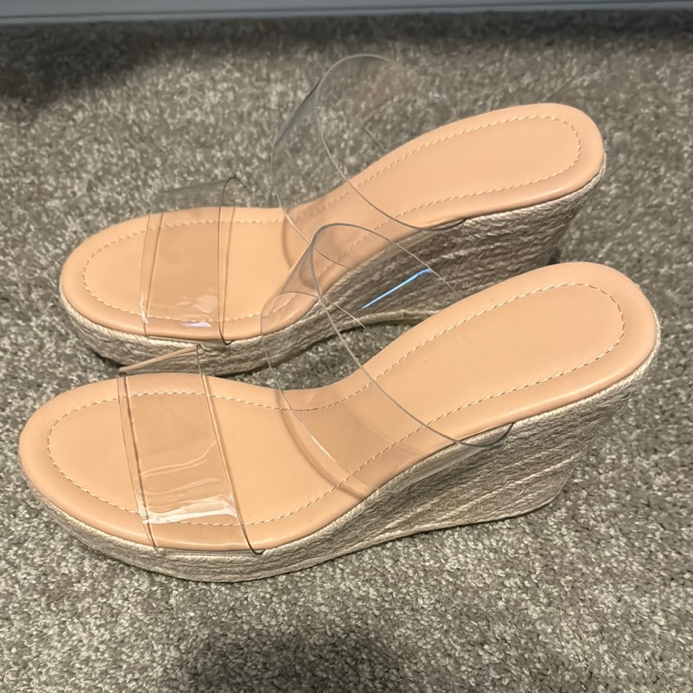Clear Strap Wedge Sandals